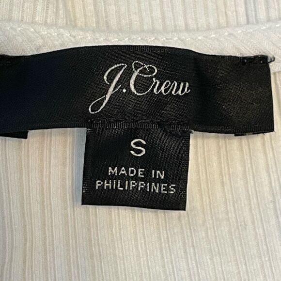 J. Crew Ruffle Shoulder Ribbed Tank Top White Knit Sleeveless Scoop Neck S - Picture 4 of 6